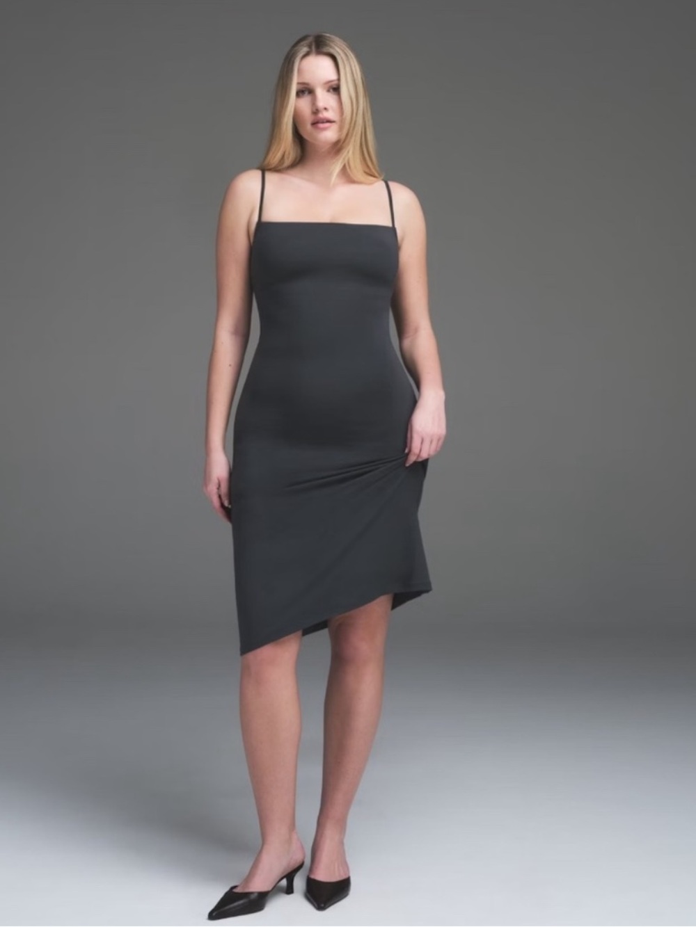 SKIMS NWOT Smooth Layers Midi Dress - Graphite